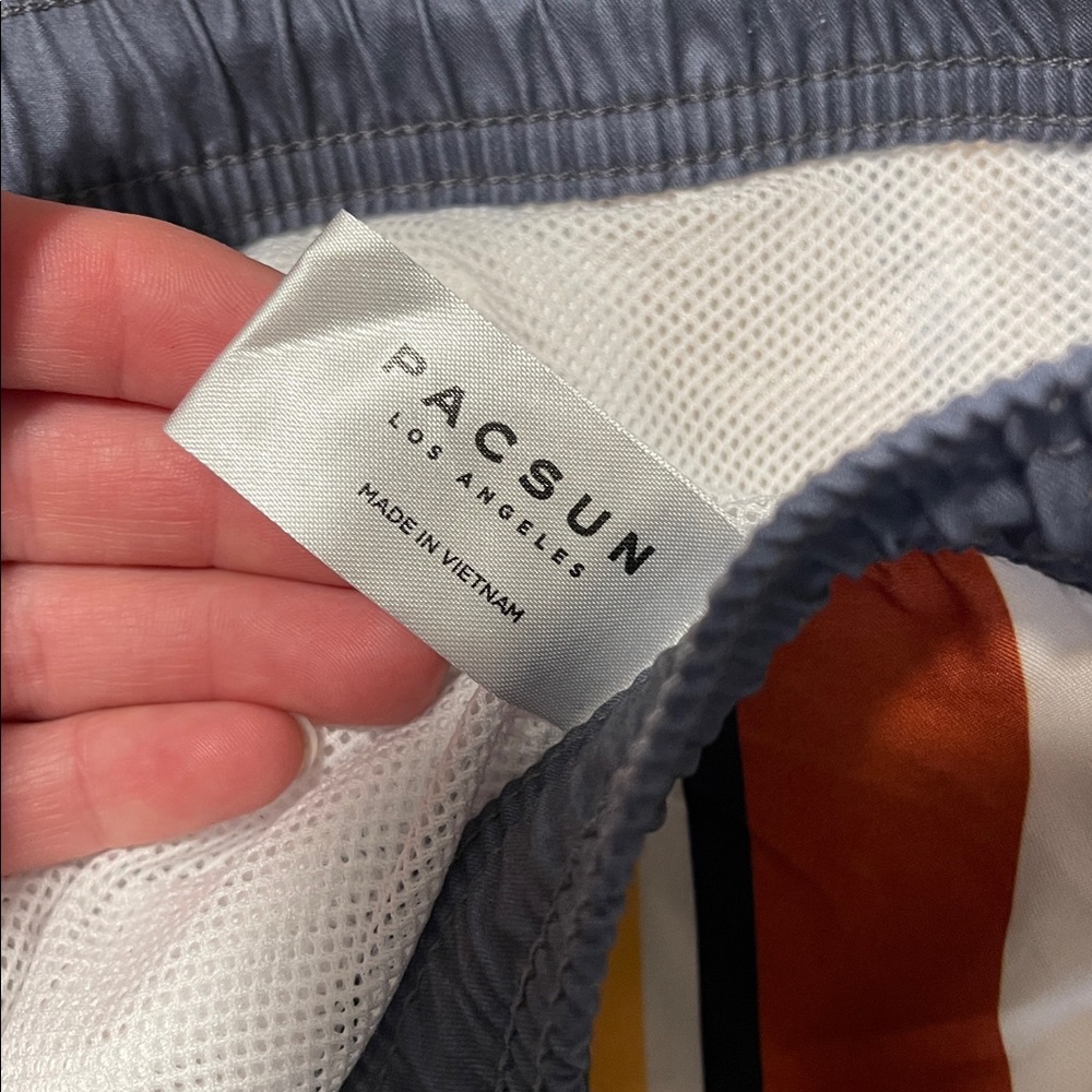Pacsun Recycled 60's Striped 15" Swim Trunks Size XL - Picture 5 of 8